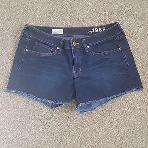 GAP 1969 Summer Jean Shorts Cut Offs 27 Tall Dark Wash